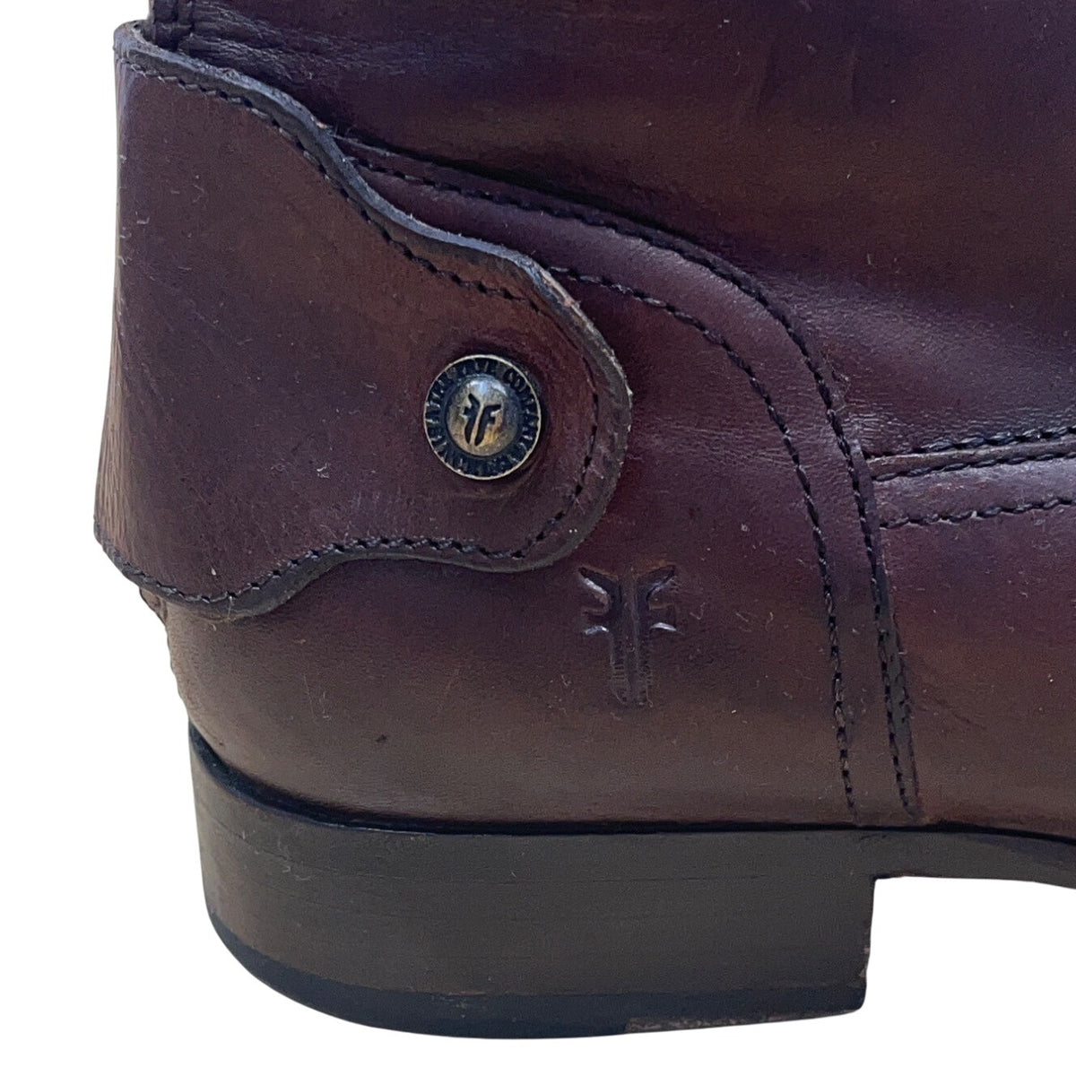 Vintage Frye Women’s Brown Embossed Leather Back Zip Up Tall Riding Boots Sz 8.5