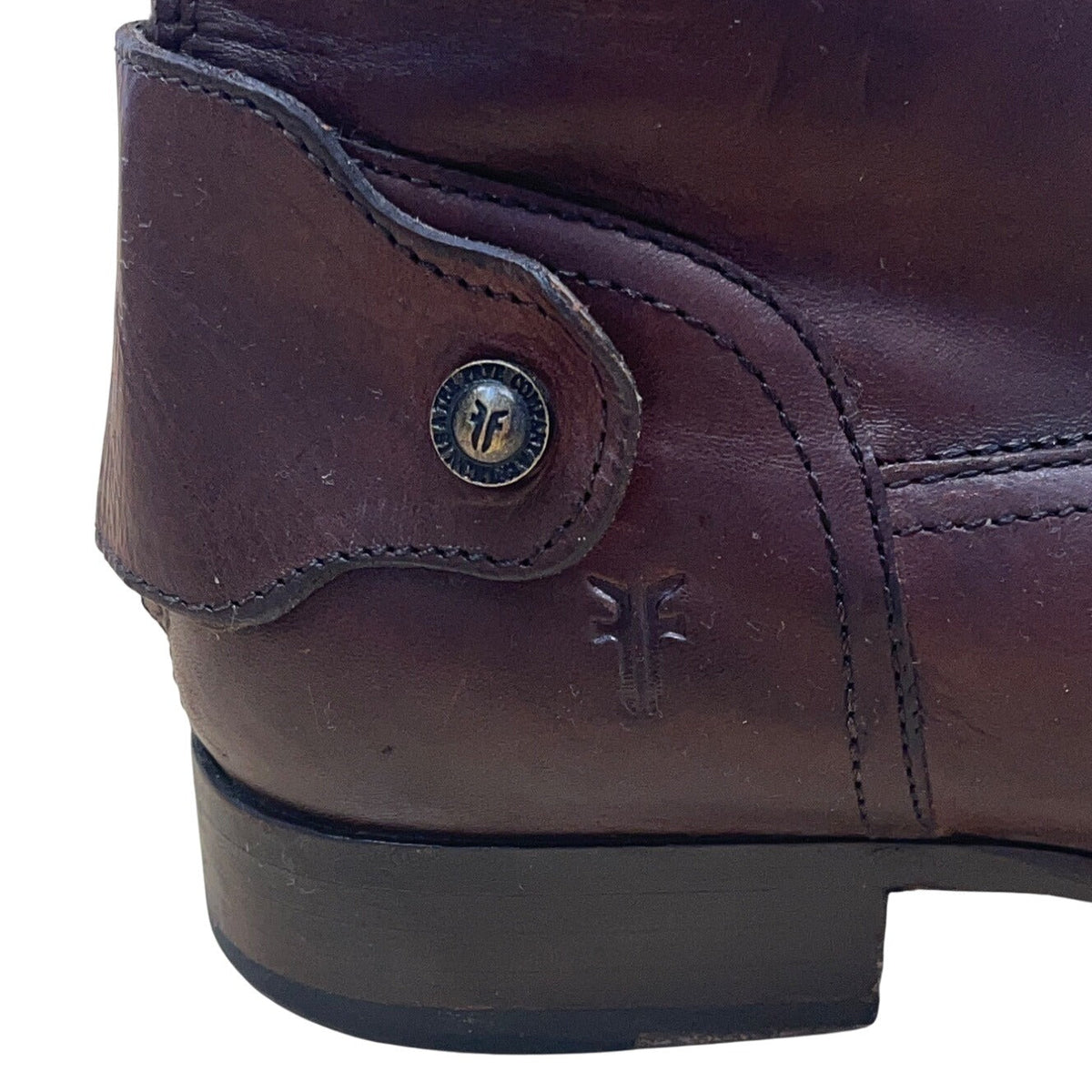 Vintage Frye Women’s Brown Embossed Leather Back Zip Up Tall Riding Boots Sz 8.5