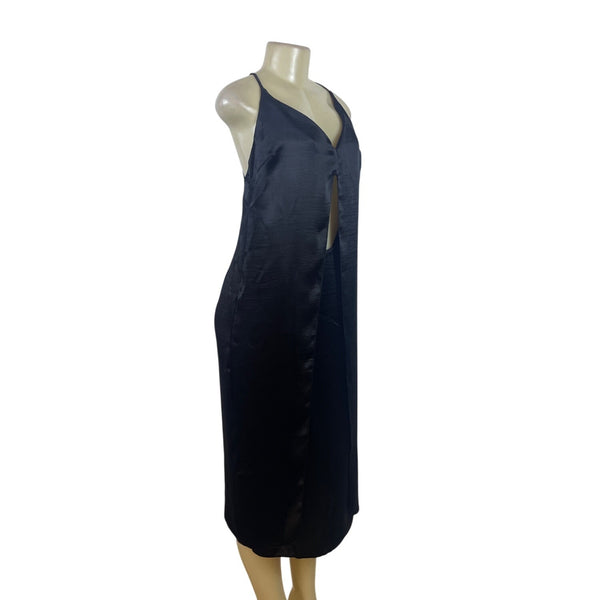 Asos Womens Black Polyester Strappy Backless Midi Dress Size 10