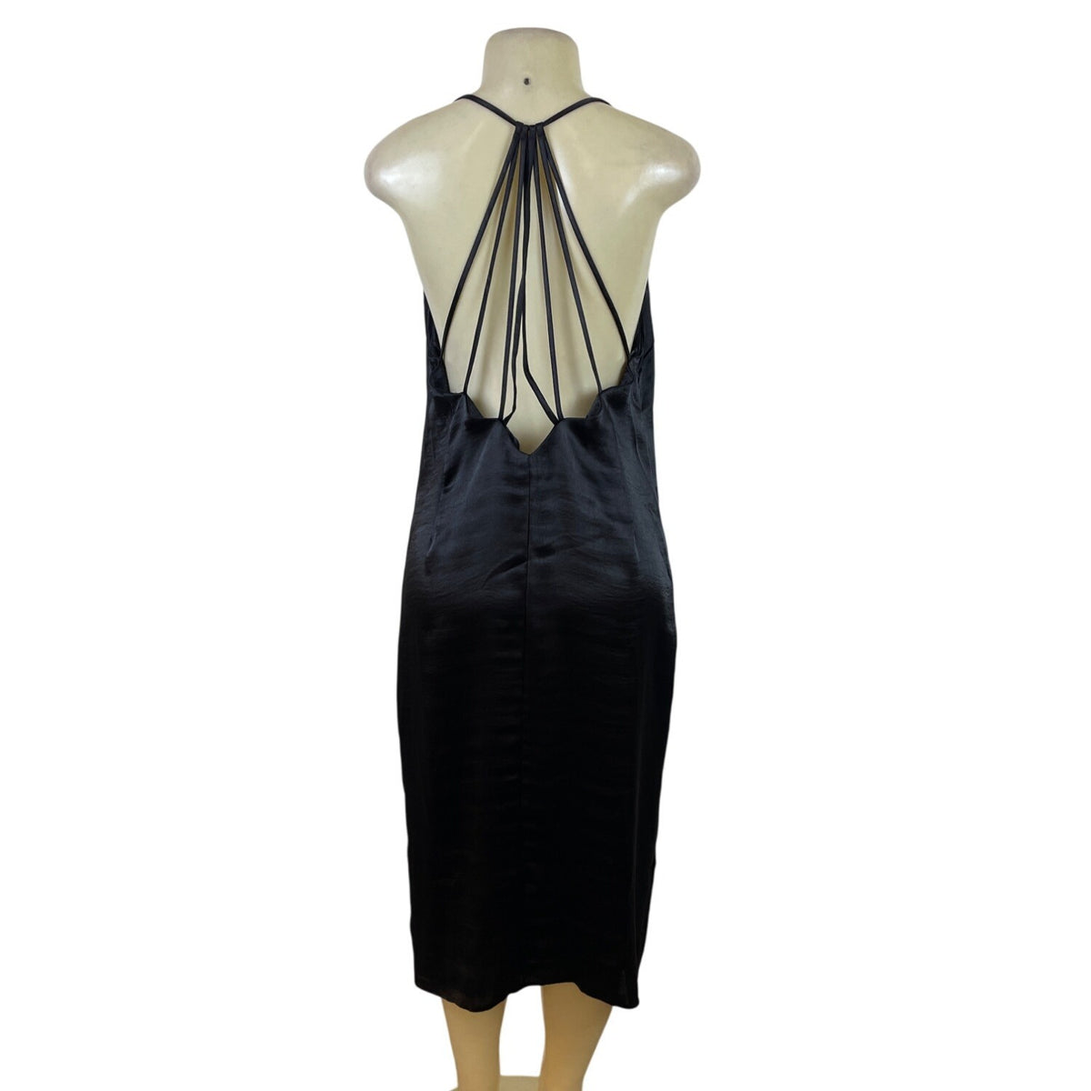 Asos Womens Black Polyester Strappy Backless Midi Dress Size 10