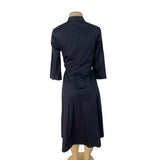 Elie Tahari Women’s Navy Blue Lace-Detail Dress With Bow-Tie Waist