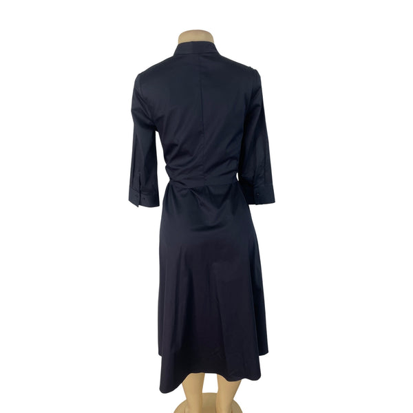 Elie Tahari Women’s Navy Blue Lace-Detail Dress With Bow-Tie Waist