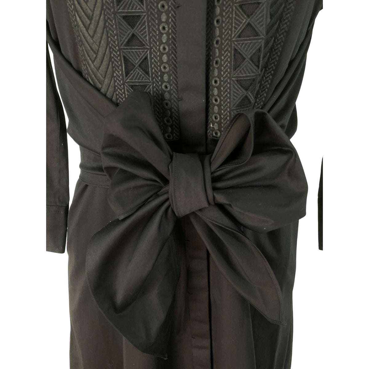 Elie Tahari Women’s Navy Blue Lace-Detail Dress With Bow-Tie Waist