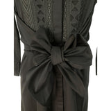 Elie Tahari Women’s Navy Blue Lace-Detail Dress With Bow-Tie Waist