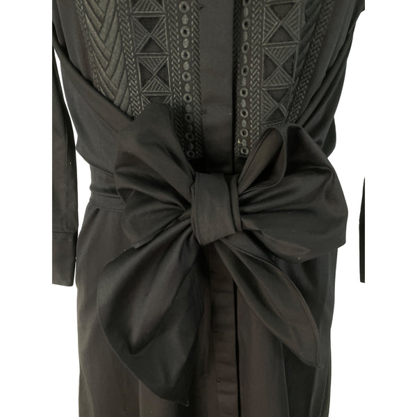 Elie Tahari Women’s Navy Blue Lace-Detail Dress With Bow-Tie Waist