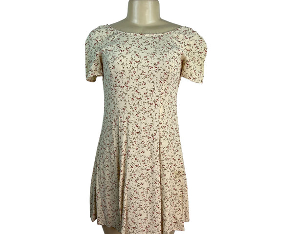 Ann Taylor Womens Floral Print Short Sleeve Mini Dress Beige & Red Size 2
