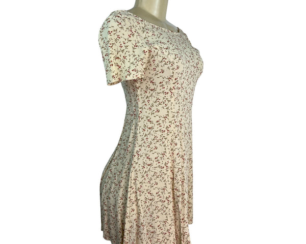 Ann Taylor Womens Floral Print Short Sleeve Mini Dress Beige & Red Size 2