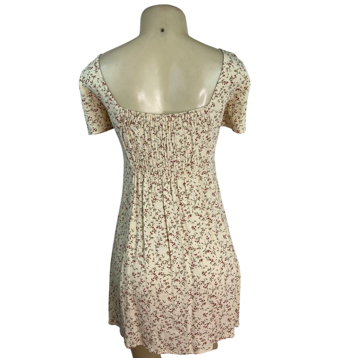 Ann Taylor Womens Floral Print Short Sleeve Mini Dress Beige & Red Size 2