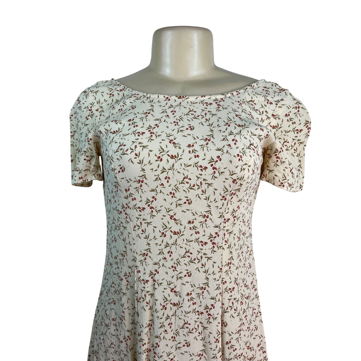 Ann Taylor Womens Floral Print Short Sleeve Mini Dress Beige & Red Size 2