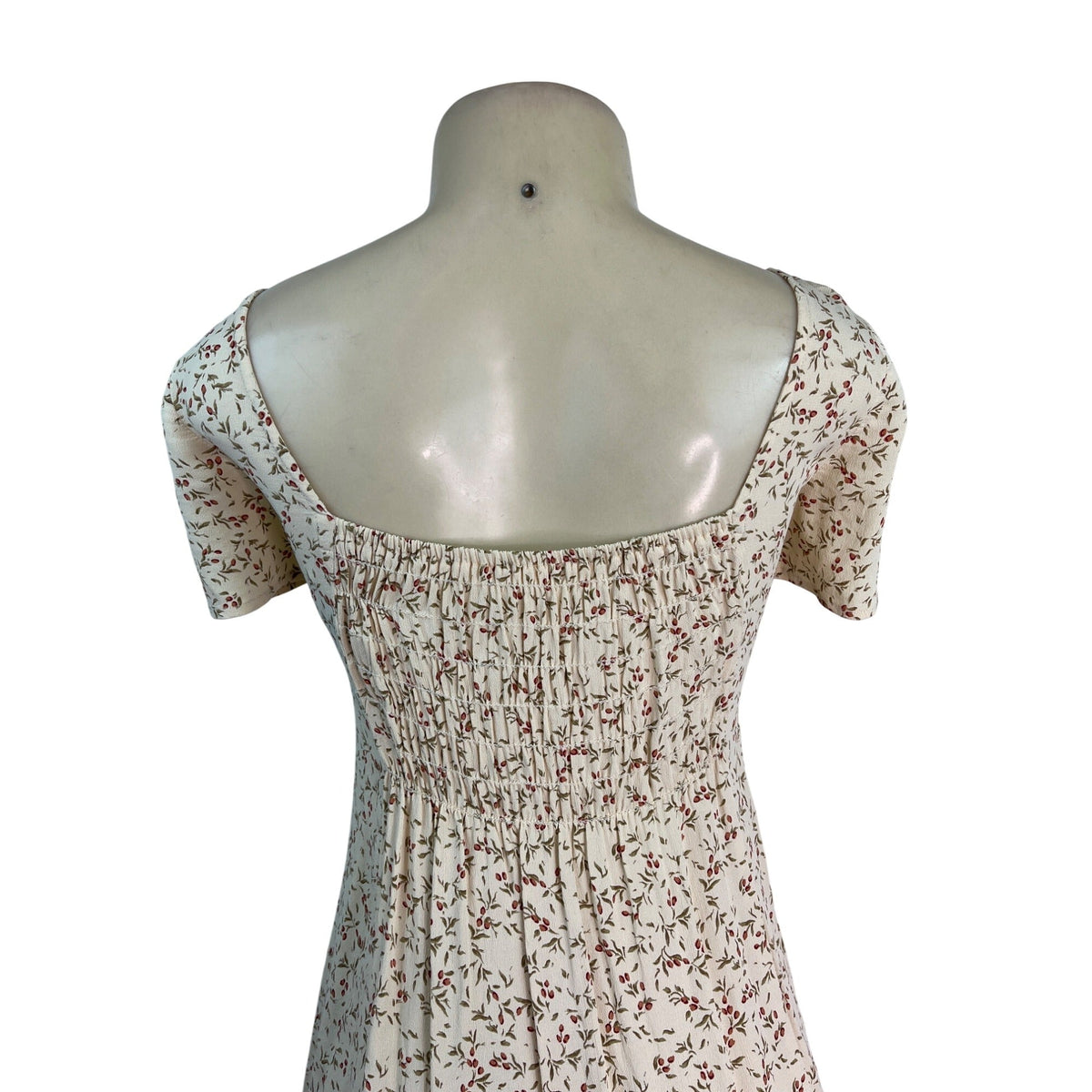 Ann Taylor Womens Floral Print Short Sleeve Mini Dress Beige & Red Size 2