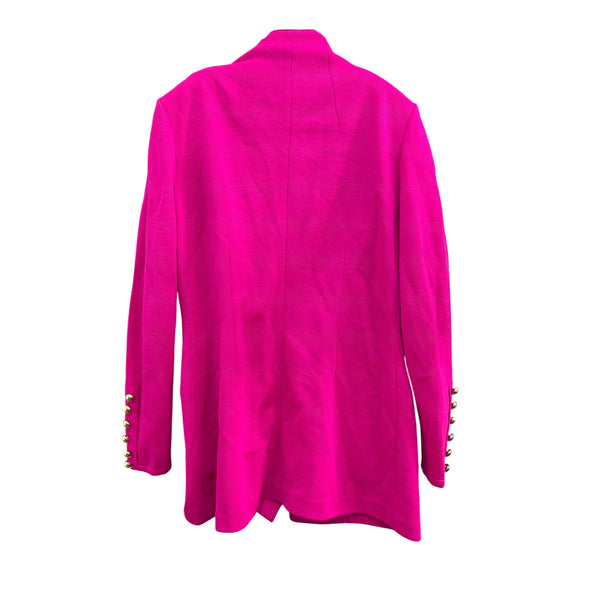 Dana Buchman Womens Pink Wool Embroidered Blazer With Gold Buttons Size M Classic