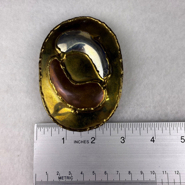 Vintage Brass & Copper Belt Buckle Made In India