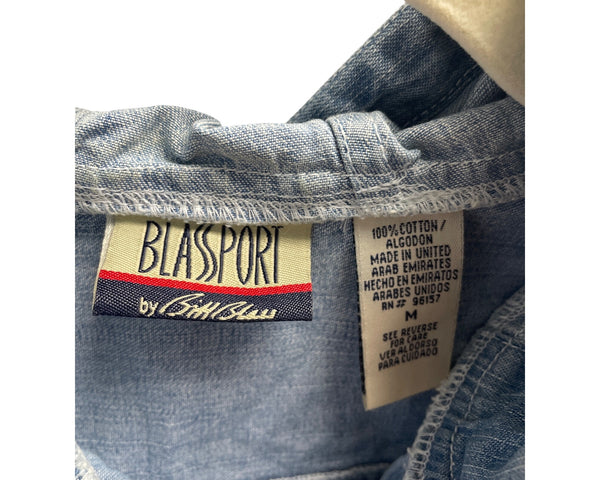 Blasport By Bill Blass Hooded Denim Vest M Sleeveless Casual Lightweight Blue