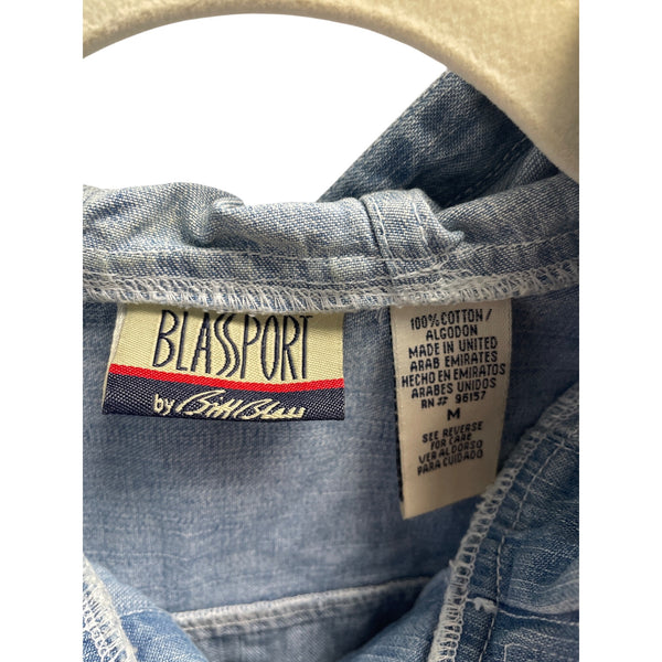 Blasport By Bill Blass Hooded Denim Vest M Sleeveless Casual Lightweight Blue