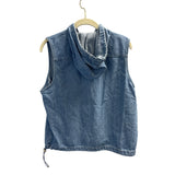 Blasport By Bill Blass Hooded Denim Vest M Sleeveless Casual Lightweight Blue