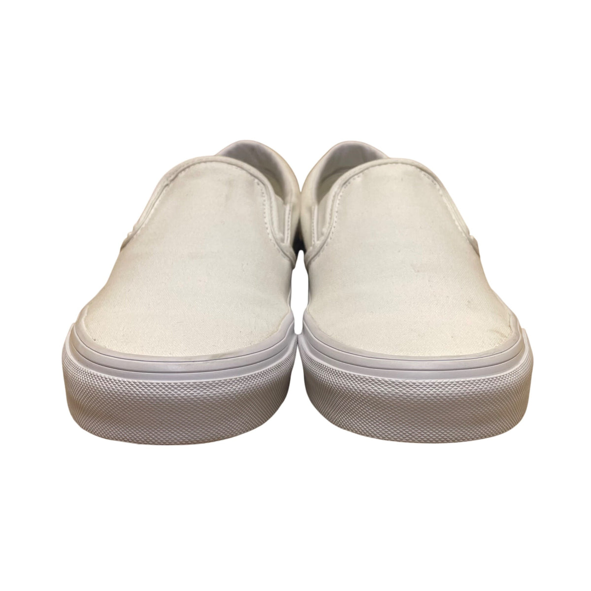 Vans Unisex White Canvas Low Top Slip-On Flat Sneakers Size W7/M5.5