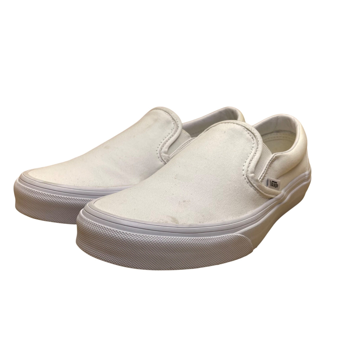 Vans Unisex White Canvas Low Top Slip-On Flat Sneakers Size W7/M5.5