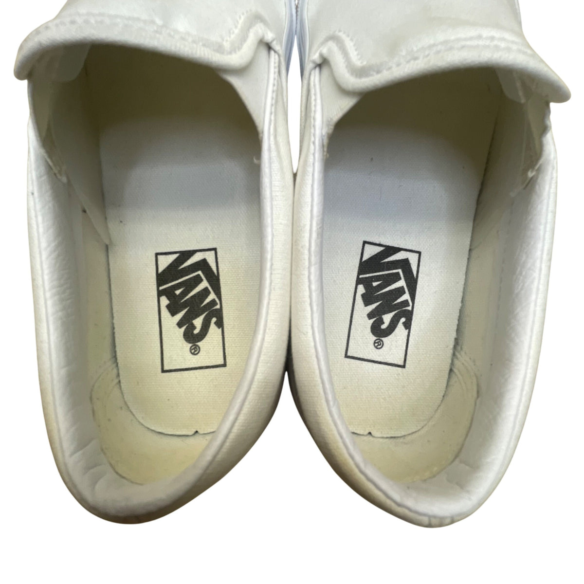 Vans Unisex White Canvas Low Top Slip-On Flat Sneakers Size W7/M5.5