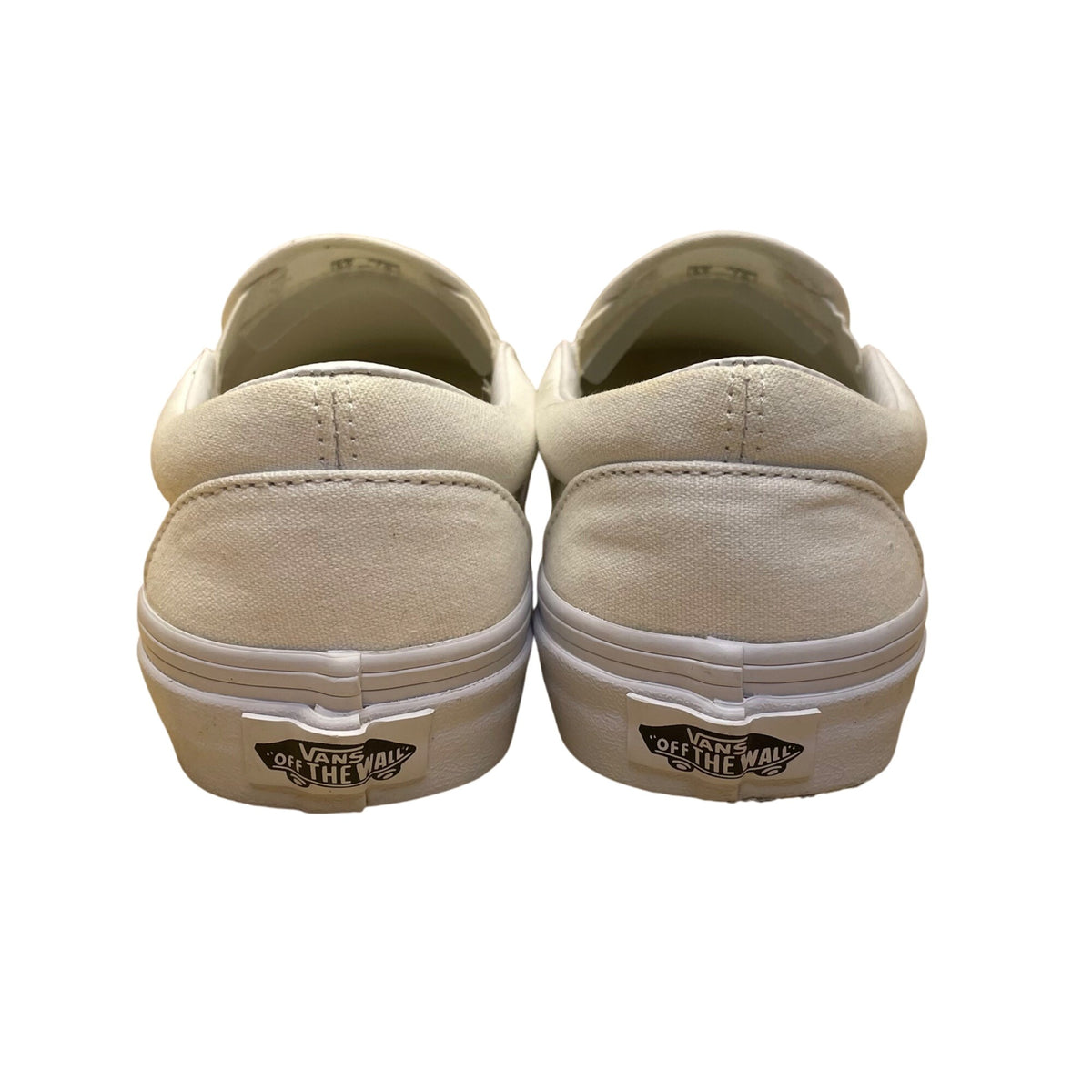 Vans Unisex White Canvas Low Top Slip-On Flat Sneakers Size W7/M5.5