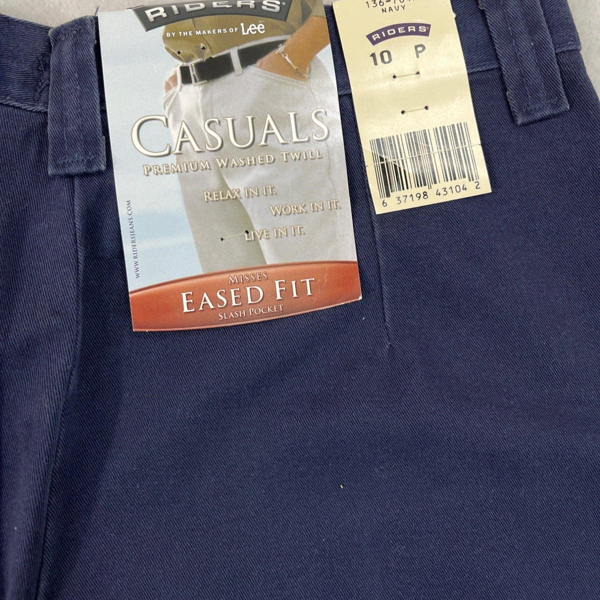 Riders By Lee Womens Navy Blue Casuals Eased Fit Twill Pants Size10P- New