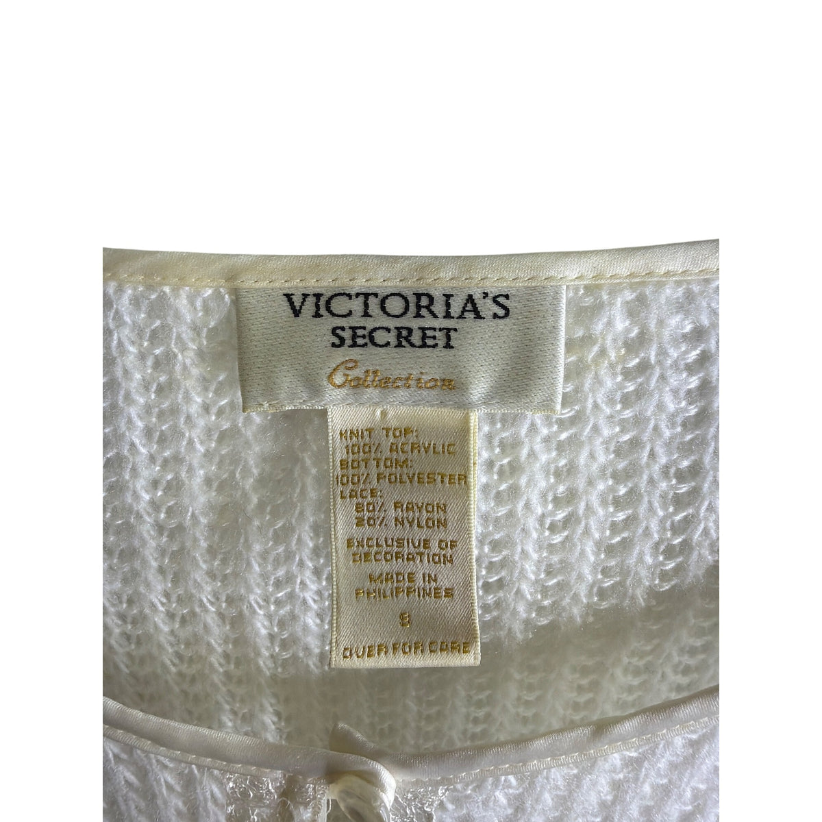 Victorias Secret Womens White Knit Lace Button-Up Cropped Cardigan S