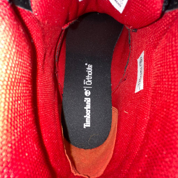 Timberland Men’s Black/Red Nubuck With Plaid Collar High-Top Sneakers Size 9