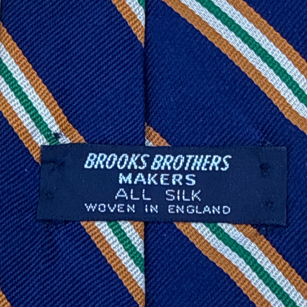 Vintage Brooks Brothers Blue Woven Silk Stripe Tie England 60 Inches Necktie