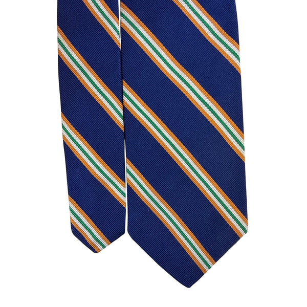 Vintage Brooks Brothers Blue Woven Silk Stripe Tie England 60 Inches Necktie