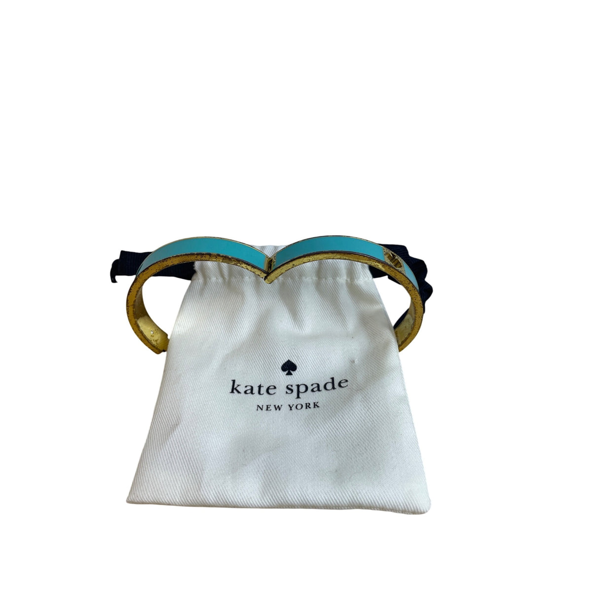 Kate Spade Womens Gold Turquoise Enamel Hinged Bracelet With Dust Bag
