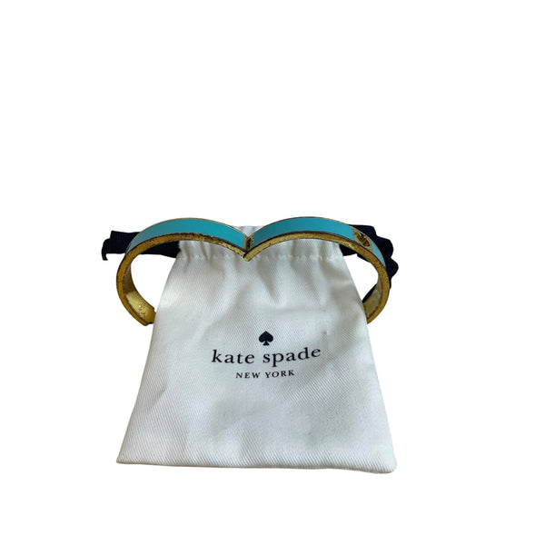 Kate Spade Womens Gold Turquoise Enamel Hinged Bracelet With Dust Bag