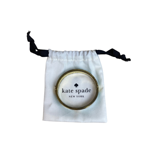 Kate Spade Womens Gold Turquoise Enamel Hinged Bracelet With Dust Bag