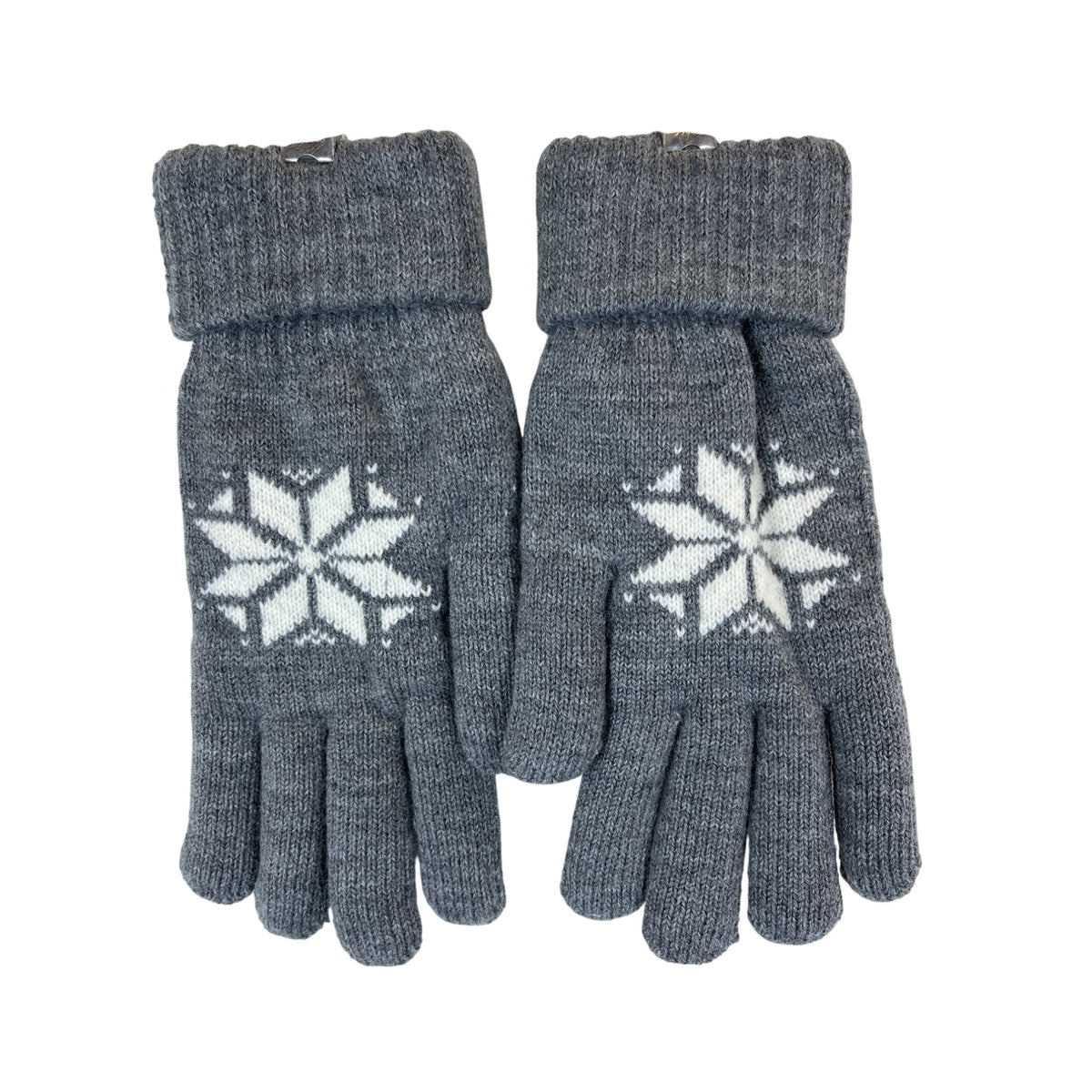 Northeast Outfitters Womens Gray Knit Cozy Cabin Gloves Snowflake Pattern One Size
