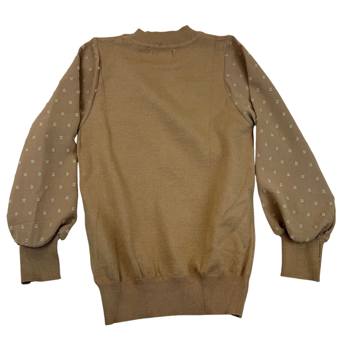 Arshiner Girls Tan Viscose/Polyester Knit Top Polka Dot Sleeves - New