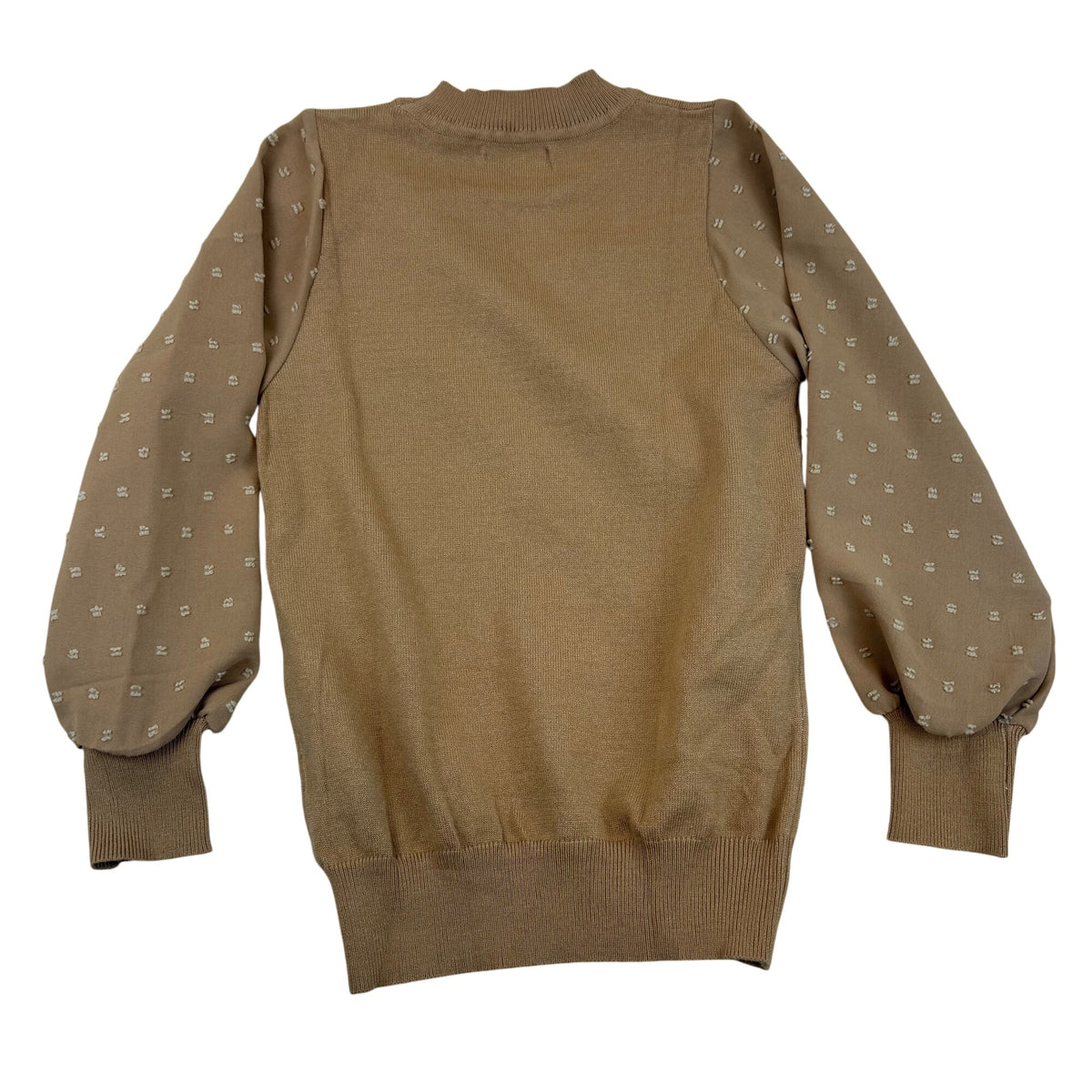Arshiner Girls Tan Viscose/Polyester Knit Top Polka Dot Sleeves - New