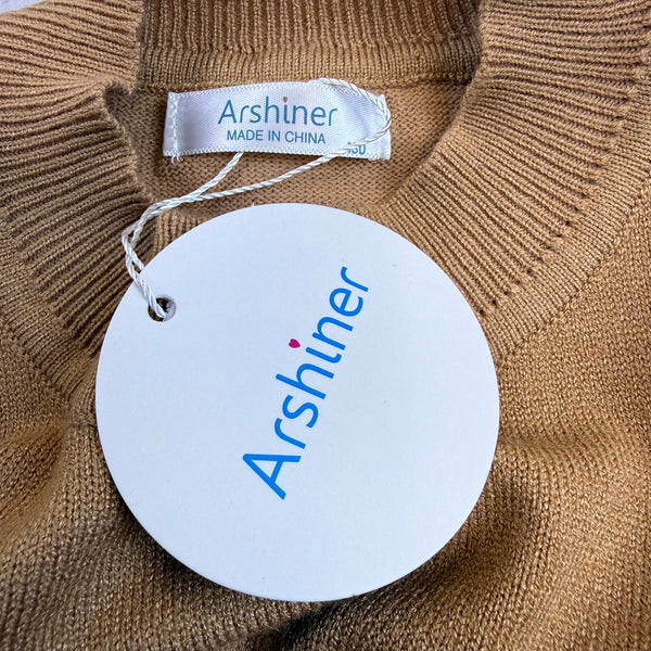 Arshiner Girls Tan Viscose/Polyester Knit Top Polka Dot Sleeves - New