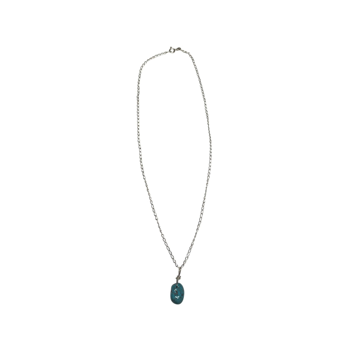 Silver Womens Turquoise Teardrop Pendant Necklace
