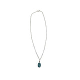 Silver Womens Turquoise Teardrop Pendant Necklace