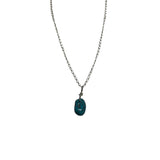Silver Womens Turquoise Teardrop Pendant Necklace