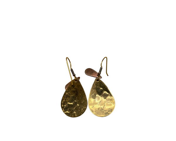 Handcrafted Brass & Copper Teardrop Dangle Earrings For Women