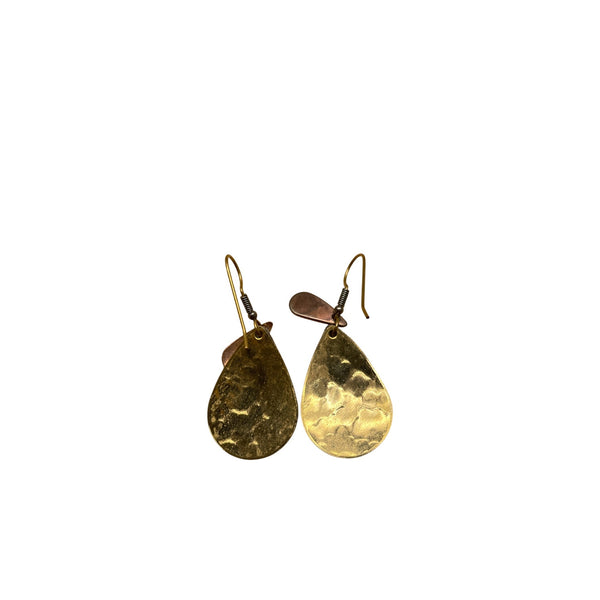 Handcrafted Brass & Copper Teardrop Dangle Earrings For Women