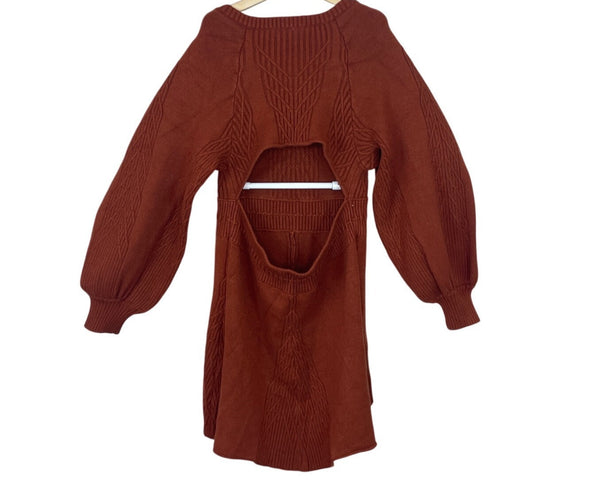 Free People Womens Rust Knit Sweater Dress XL- NEW