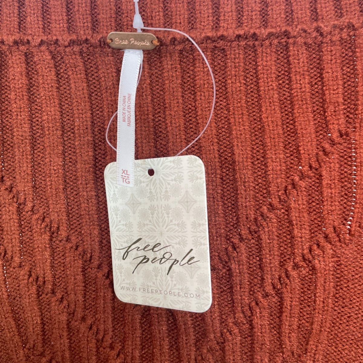 Free People Womens Rust Knit Sweater Dress XL- NEW