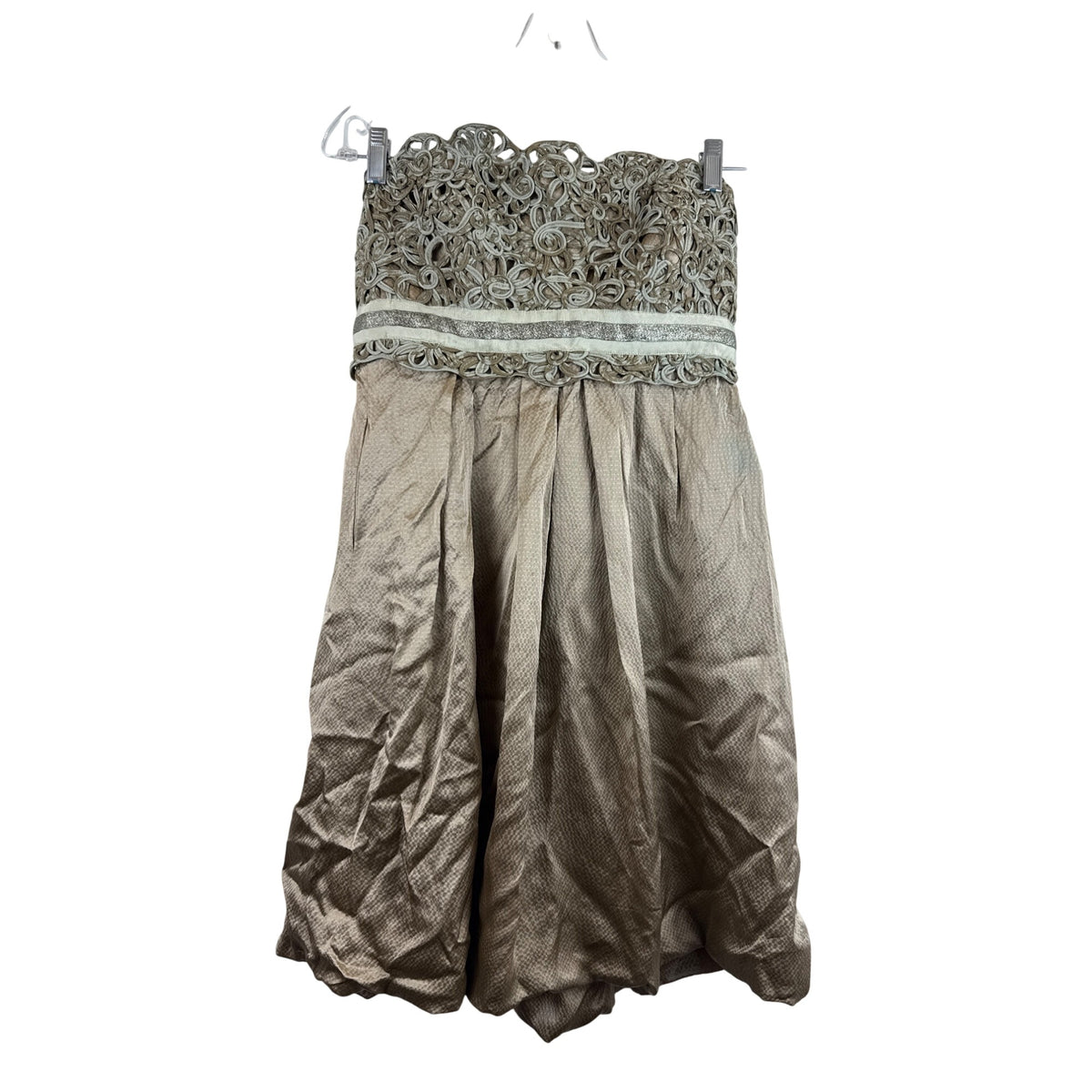 Lela Rose Women’s Gold Strapless Embroidered Layered Bodice Formal Dress Size 10