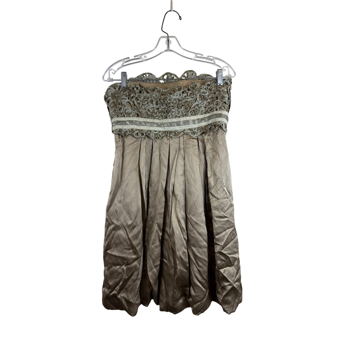 Lela Rose Women’s Gold Strapless Embroidered Layered Bodice Formal Dress Size 10