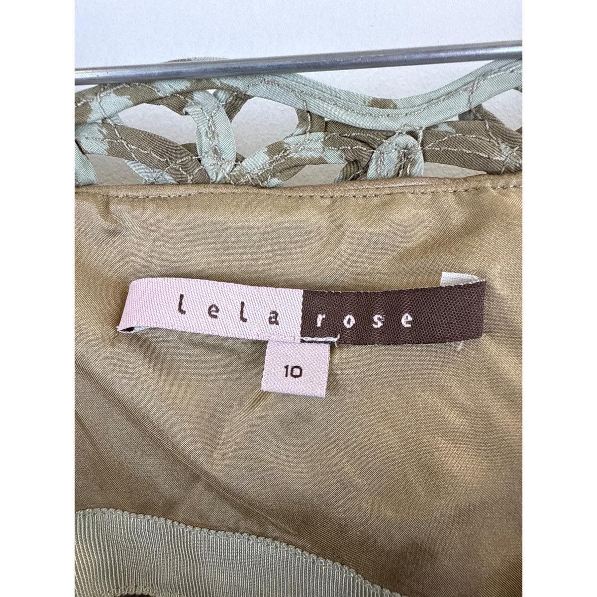 Lela Rose Women’s Gold Strapless Embroidered Layered Bodice Formal Dress Size 10