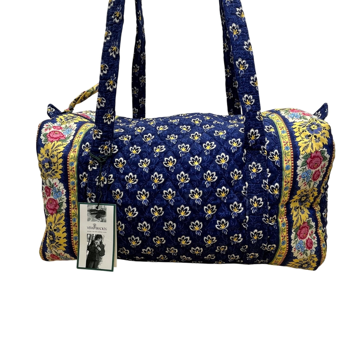 Vera Bradley Women’s Blue Cotton Floral Pattern With Zipper Closure Duffel Bag