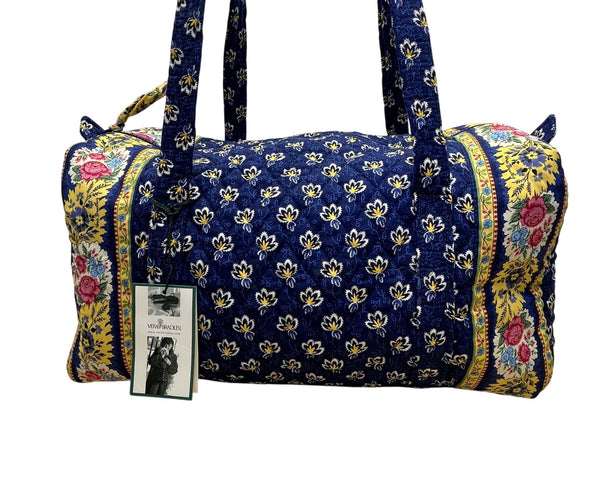 Vera Bradley Women’s Blue Cotton Floral Pattern With Zipper Closure Duffel Bag