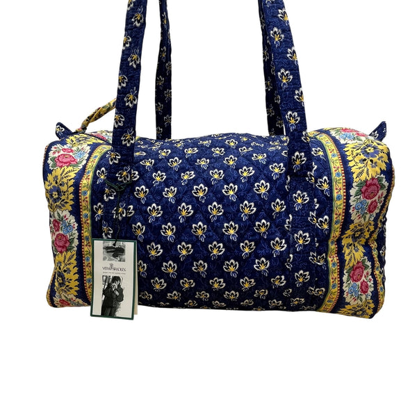 Vera Bradley Women’s Blue Cotton Floral Pattern With Zipper Closure Duffel Bag