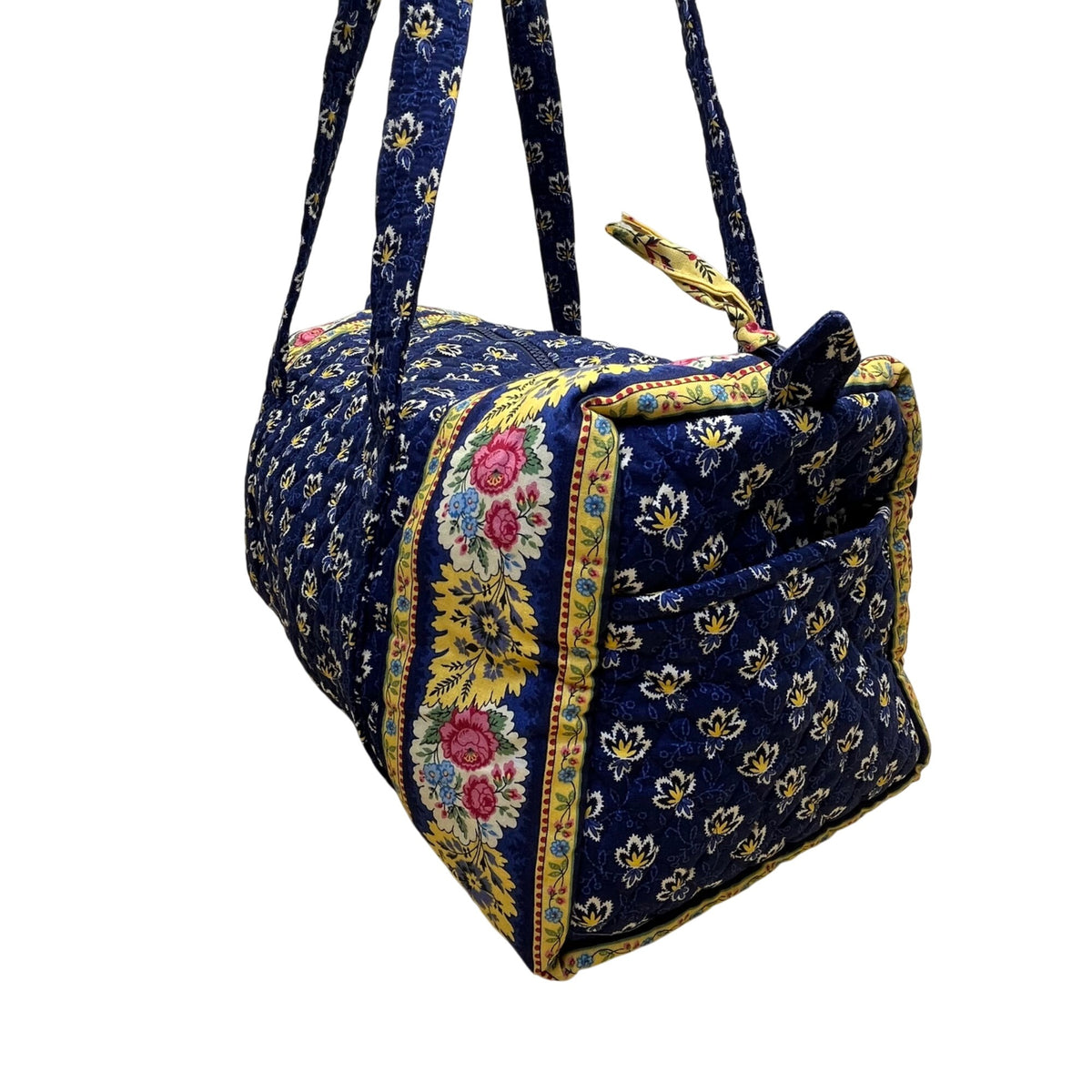 Vera Bradley Women’s Blue Cotton Floral Pattern With Zipper Closure Duffel Bag