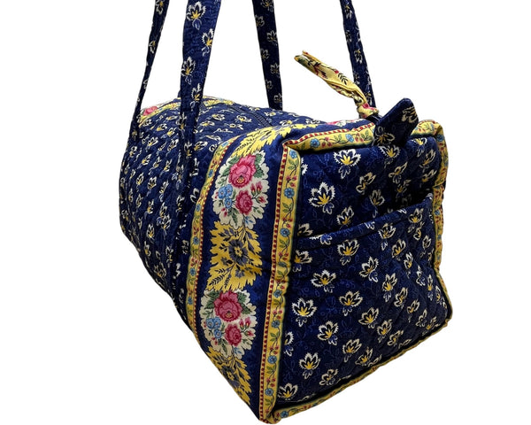 Vera Bradley Women’s Blue Cotton Floral Pattern With Zipper Closure Duffel Bag
